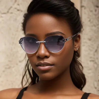 Fashion Cat-Eye Gradient Rimless Sunglasses