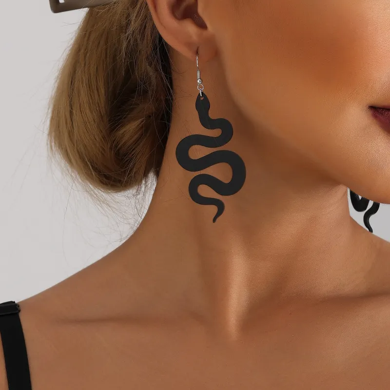 Personalized Curved Geometric Resin Snake Earrings