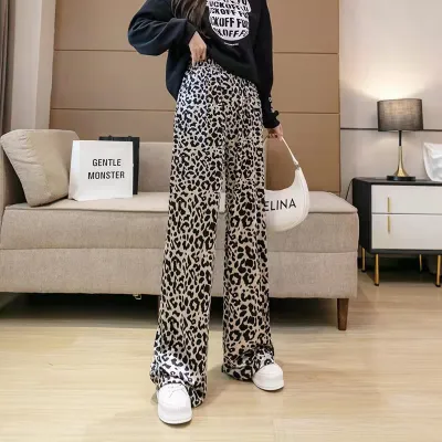 Women's Ice Silk Ink Painting Chiffon Wide Leg Pants - Loose High Waist