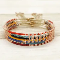 Fashion Boho Style Simple Design Multicolor Beaded Handmade Woven Bracelet
