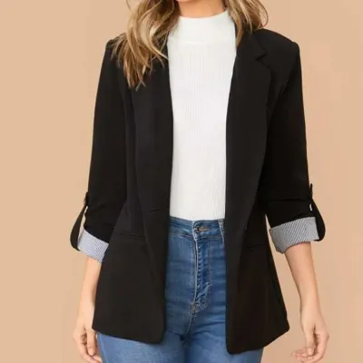 Women Slim-Fit Cardigan Blazer Coat Long Sleeve Urban Wind