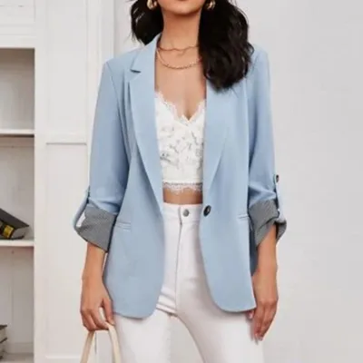 Women Slim-Fit Cardigan Blazer Coat Long Sleeve Urban Wind