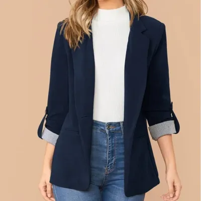 Women Slim-Fit Cardigan Blazer Coat Long Sleeve Urban Wind