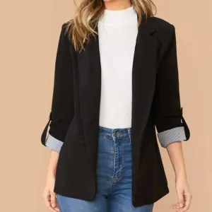 Women Slim-Fit Cardigan Blazer Coat Long Sleeve Urban Wind