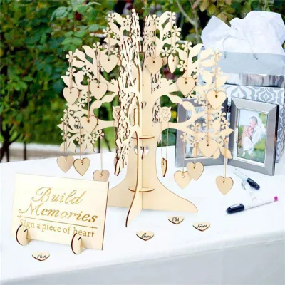 Creative Wooden Craft Home Decoration Ornaments Wishing Tree Valentine's Day Heart-Shaped Pendant