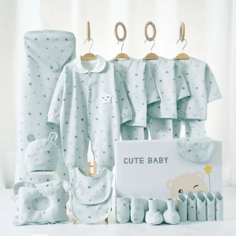 24Pcs Baby Cotton Newborn Supplies Set Gift for Kids Baby Boys Clothing(0-3T)