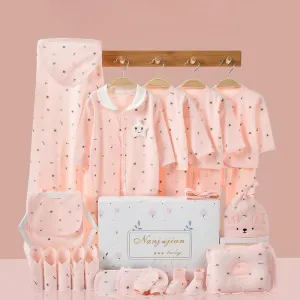 24Pcs Newborn Baby Clothes Set Neutral Cotton Long Sleeve Multi-Piece Gift for Kids Baby Boys (0-3T)