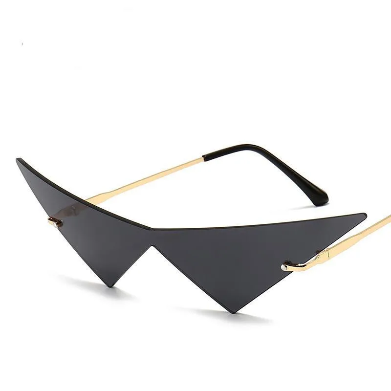 Unisex Fashion Hip Hop Big Triangle Metal Sunglasses