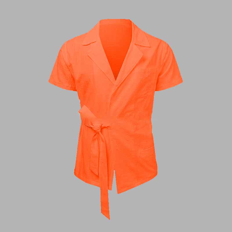 Wholesale Men Fashion Casual Solid Color Linen Lace-Up Plus