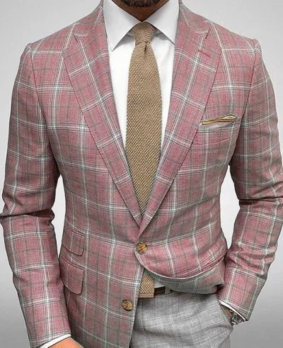 Men's Fashion Casual Party Plaid Print Long Sleeve Lapel Slim Suit
