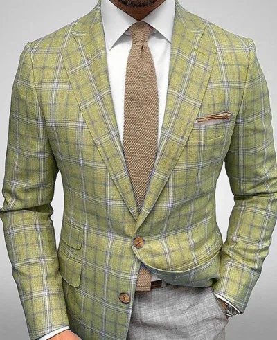 Men's Fashion Casual Party Plaid Print Long Sleeve Lapel Slim Suit