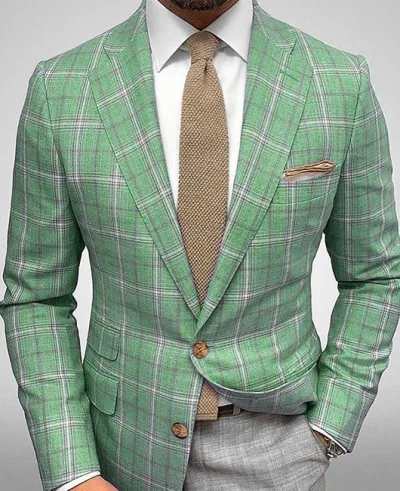 Men's Fashion Casual Party Plaid Print Long Sleeve Lapel Slim Suit