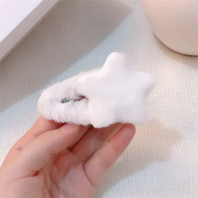 Women Cute Plush Star Hair Clip BB Clip Lovely Fresh Sweet