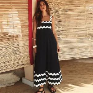 Women Bohemian Retro Printed Maxi Dress Sleeveless Square Neck High Waist Vacation Casual
