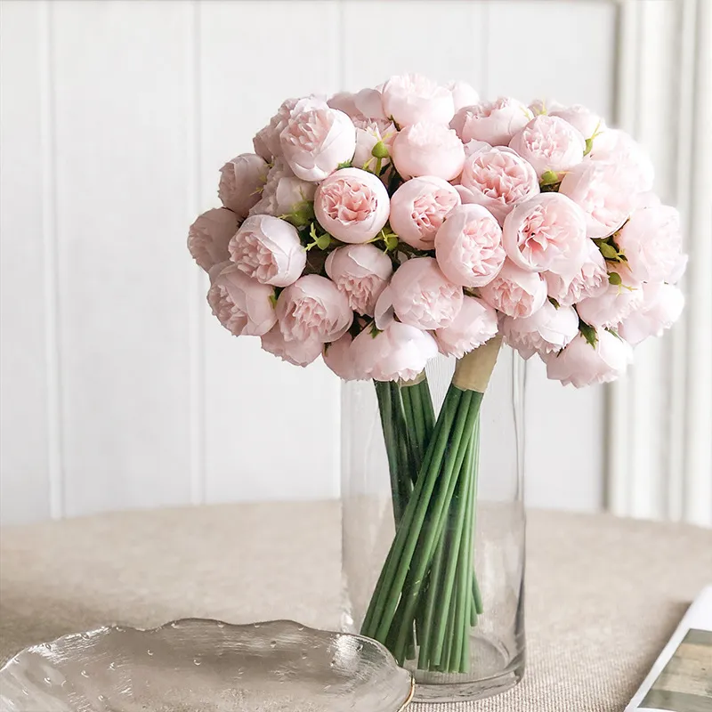 27 Head Silk Camellia Bouquet Wedding Party Auditorium Decoration