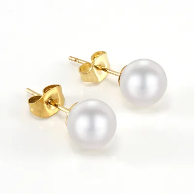 Women's Geometric Stainless Steel Pearl Rhinestone Earrings