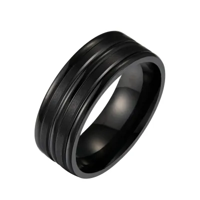 Frosted Stainless Steel Ring for Men Unisex Geometry Fashion Commuter