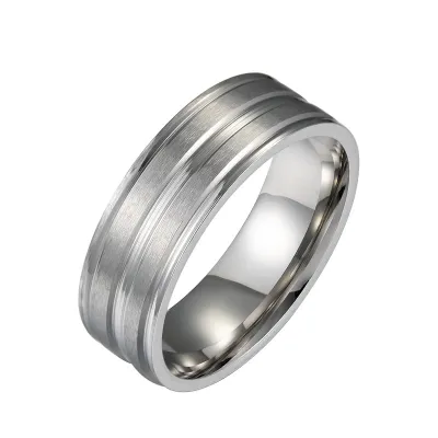 Frosted Stainless Steel Ring for Men Unisex Geometry Fashion Commuter