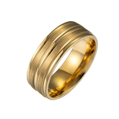 Frosted Stainless Steel Ring for Men Unisex Geometry Fashion Commuter
