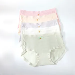 Women Simple Solid Color Bow Decoration Pure Cotton Bacteriostatic Panties