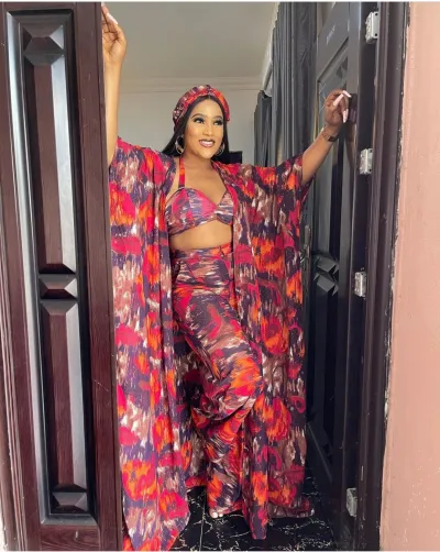 Women Floral Printed Loose Long Pants Set with Bra and Headband 4-Pieces