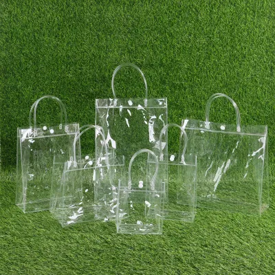 Transparent PVC Clear Tote Shopping Bag with Snap Buckle