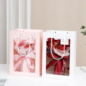 Creative Window Transparent Shopping Gift Handle Bags 10-Pack
