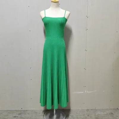 Summer Vacation Women Spaghetti Strap Slim-Fit High Waist Knitted Maxi Dress