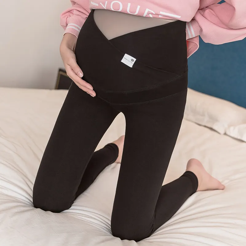 Maternity Casual Cotton Cropped Pants with Double Belly Design
