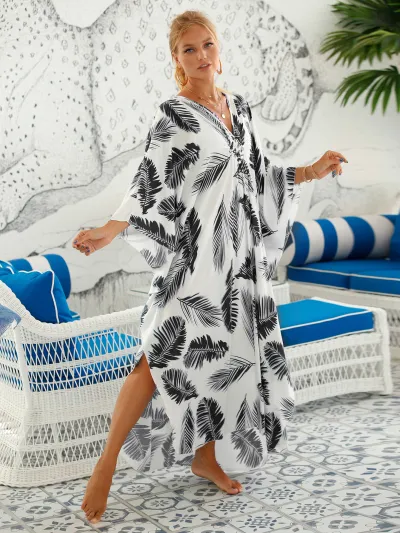 Summer Vacation Women Casual Beach Swimwear Outer Blouse Coverup Dress