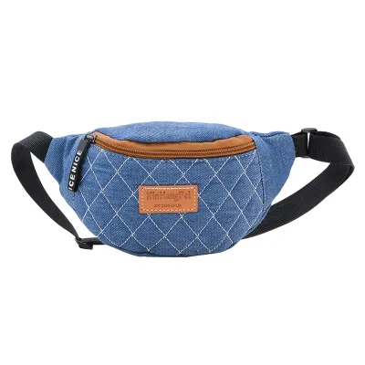 Kids Boys Girls Fashion Casual Smiley Face Quilted Denim Waist Chest Bag