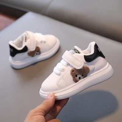 Kids Boys Girls Casual Sports Cartoon Lace-Up Velcro Sneakers PU Rubber
