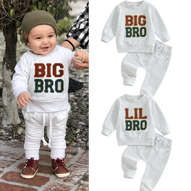Kids Toddler Boys Autumn Winter Casual Letter Print Long Sleeve Round Neck Sweatshirt and Pants Set