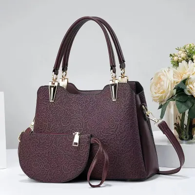Vintage Printed Semi-Round Zipper Handbag Large Capacity PU Leather Street Trend Bucket Bag