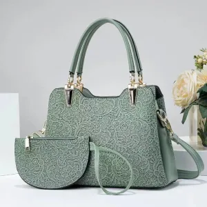 Vintage Printed Semi-Round Zipper Handbag Large Capacity PU Leather Street Trend Bucket Bag