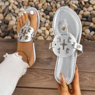 Women Fashion Casual Plus Size Snake Print Hollow Flip-Flop