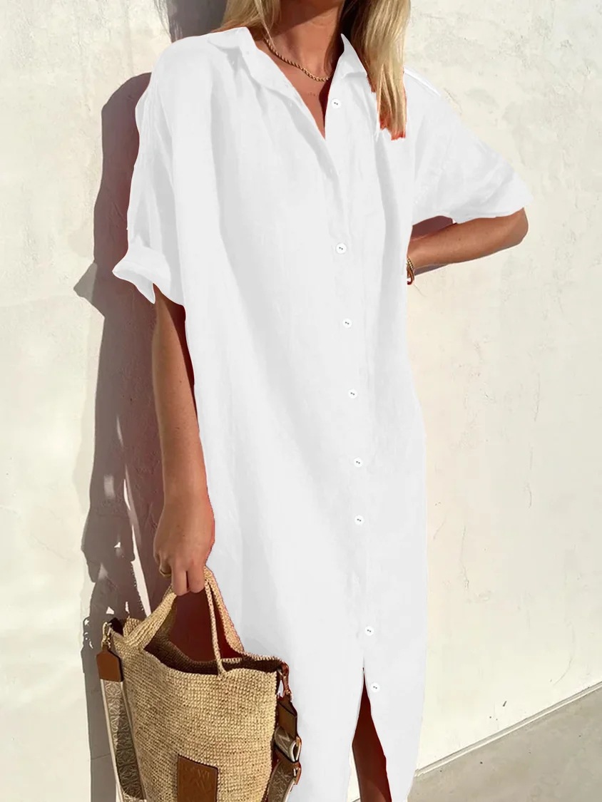 Wholesale Women Elegant Casual Loose Short-Sleeved Button Wholesale Women Elegant Casual Loose Short-Sleeved Button