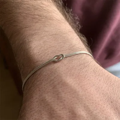 Stainless Steel Geometric Knot Chain Bracelet Valentine Day Handmade