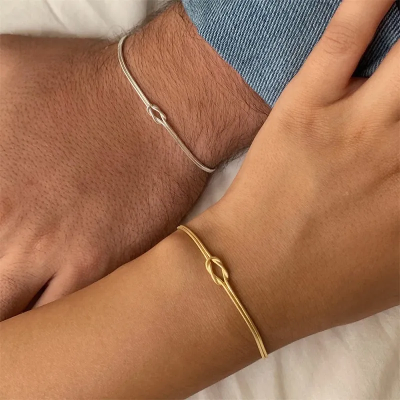 Stainless Steel Geometric Knot Chain Bracelet Valentine Day Handmade