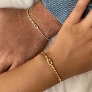 Stainless Steel Geometric Knot Chain Bracelet Valentine Day Handmade
