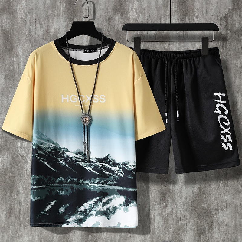 Wholesale Men Casual Sports Snow Mountain Letter Print Plus