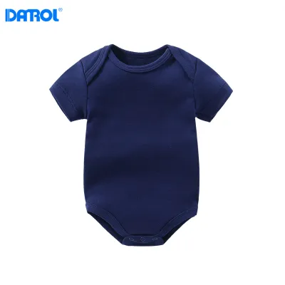 Kids Baby Boys Girls Casual Basic Solid Color Short Sleeve Romper