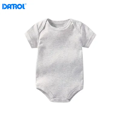 Kids Baby Boys Girls Casual Basic Solid Color Short Sleeve Romper