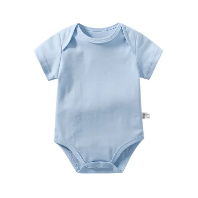 Kids Baby Boys Girls Casual Basic Solid Color Short Sleeve Romper