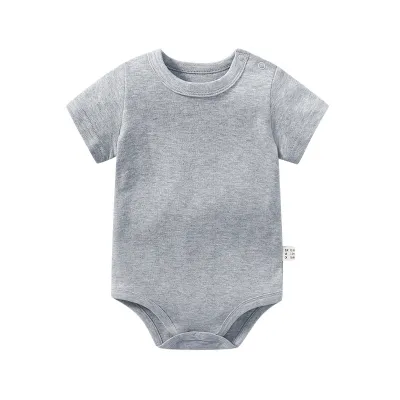 Kids Baby Boys Girls Casual Basic Solid Color Short Sleeve Triangle Climb Romper