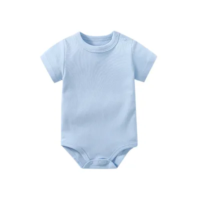 Kids Baby Boys Girls Casual Basic Solid Color Short Sleeve Triangle Climb Romper