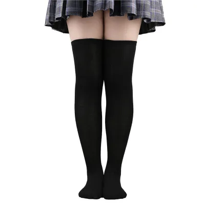 Women Fashion Three Bar Knee Long Socks - Polyester Cotton Leisure Solid Color