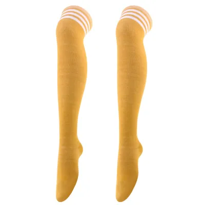 Women Fashion Three Bar Knee Long Socks - Polyester Cotton Leisure Solid Color