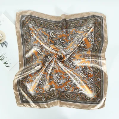 60*60cm Satin Square Retro Paisley Printed Scarf Casual Turban