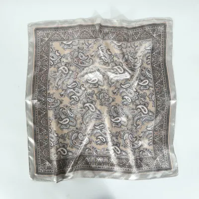 60*60cm Satin Square Retro Paisley Printed Scarf Casual Turban